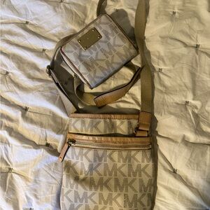 Michael Kors Beige Crossbody Bag and wallet